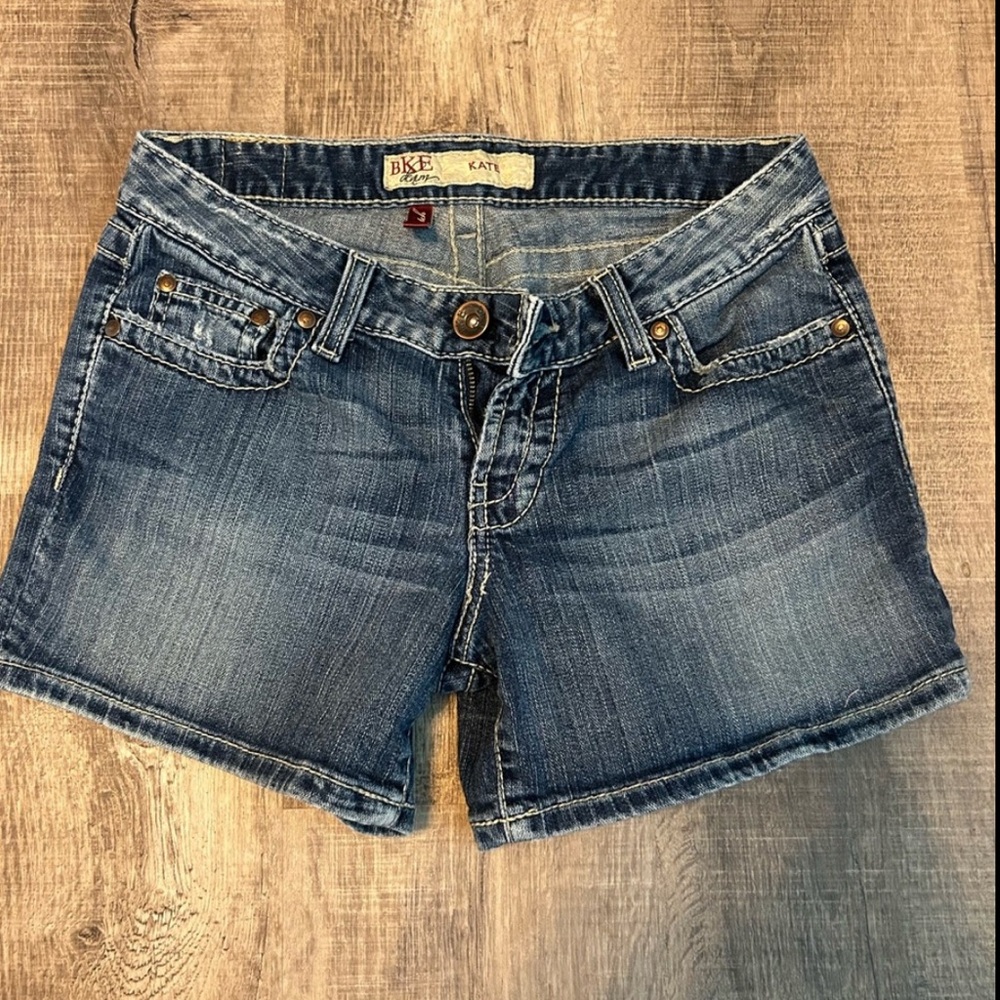 BKE Blue Jean Shorts with Classic Distressed Style
